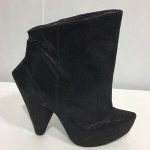 Irregular Choice Black Leather Anna Bell Trolley Chunky Heel Platform Ankle Boot